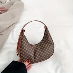 Flower Print Hobo Bag Vintage Crescent Underarm Purse