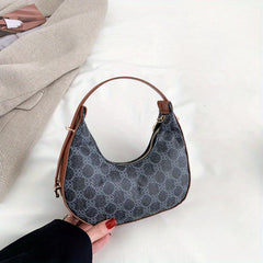 Flower Print Hobo Bag Vintage Crescent Underarm Purse