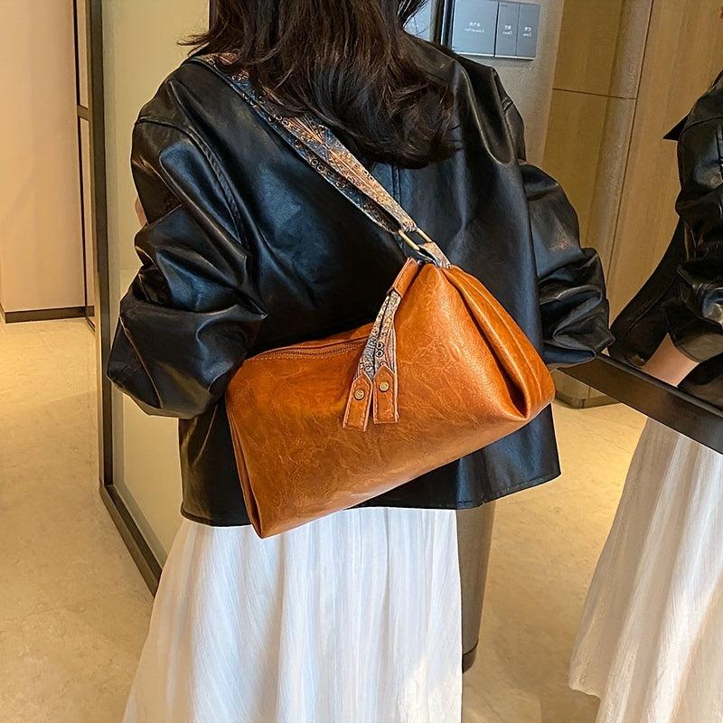 Retro Vintage Underarm Bag PU Leather Crossbody Bag Purse