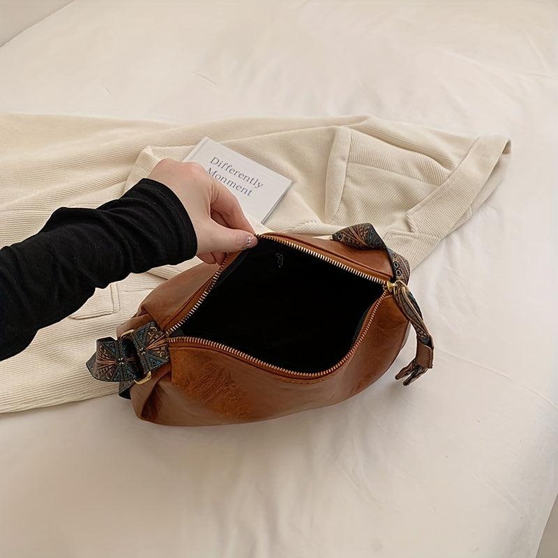 Retro Vintage Underarm Bag PU Leather Crossbody Bag Purse