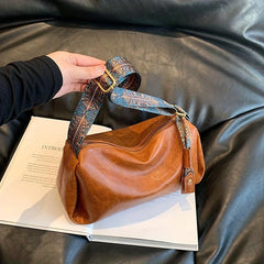 Retro Vintage Underarm Bag PU Leather Crossbody Bag Purse