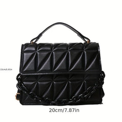 Argyle Quilted Crossbody Bag Chain Decor Handbag Small Square Purse