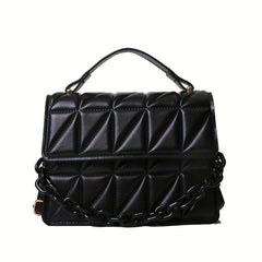 Argyle Quilted Crossbody Bag Chain Decor Handbag Small Square Purse