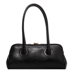 Retro Style Handbag Double Zipper Bag Solid Shoulder Bag