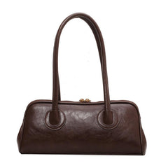 Retro Style Handbag Double Zipper Bag Solid Shoulder Bag