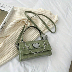 Y2K Crossbody Bag Heart & Chain Square Handbag Gothic Shoulder Bag