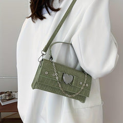 Y2K Crossbody Bag Heart & Chain Square Handbag Gothic Shoulder Bag