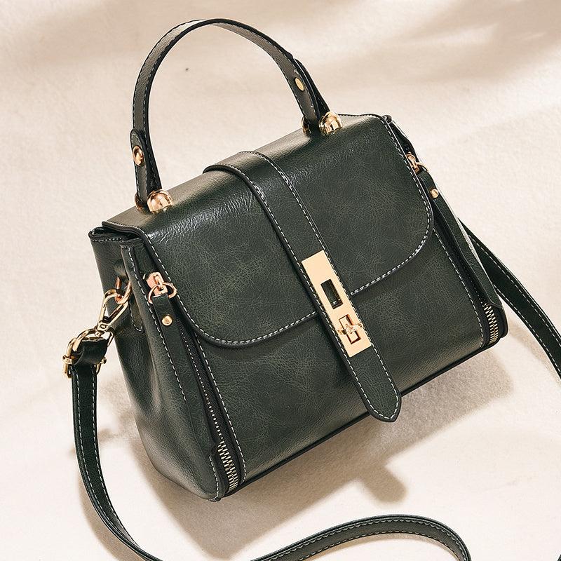 Vintage Flap Square Handbag Twist Lock Shoulder Bag Crossbody Purse