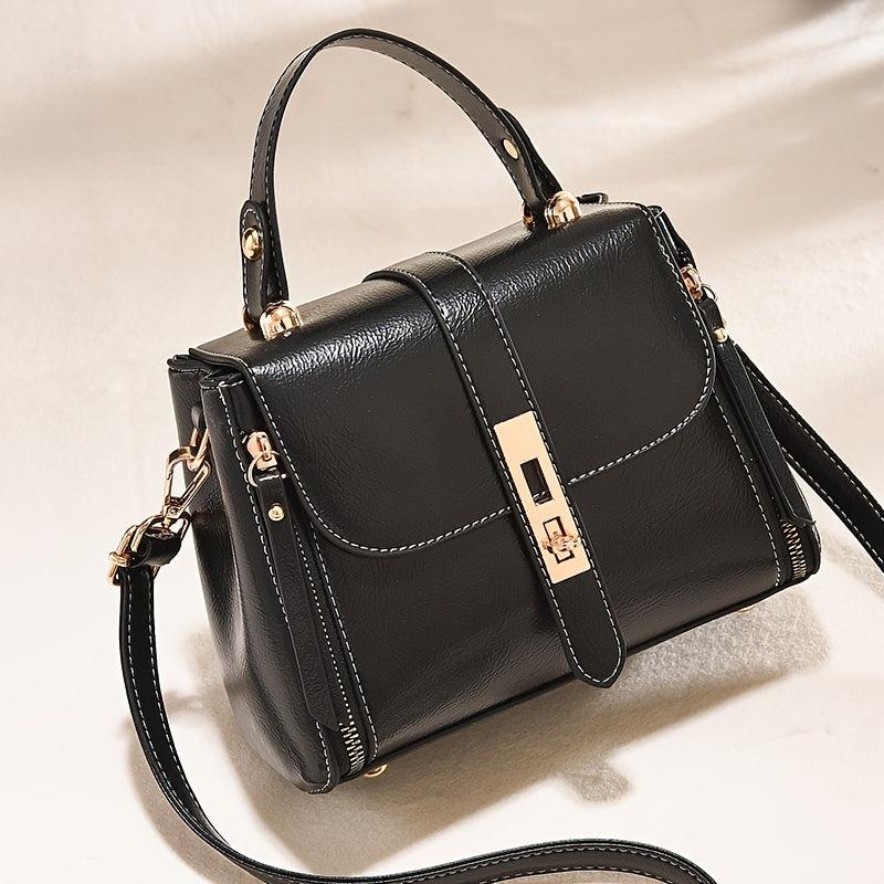 Vintage Flap Square Handbag Twist Lock Shoulder Bag Crossbody Purse
