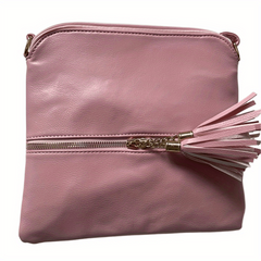 Retro Solid Shoulder Bag Casual PU Leather Crossbody Bag With Tassel Pendant