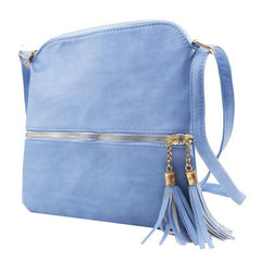Retro Solid Shoulder Bag Casual PU Leather Crossbody Bag With Tassel Pendant