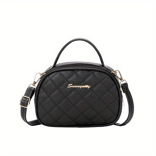 Argyle Quilted Crossbody Bag with Zipper