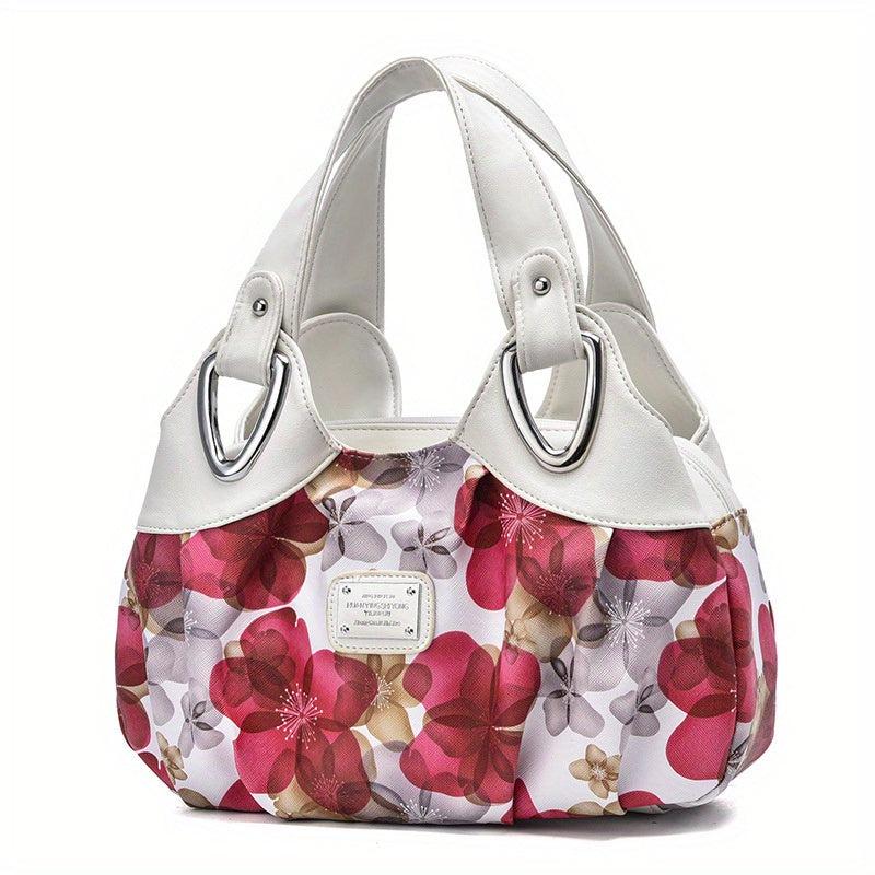Floral Print Satchel Purse for Women - Faux Leather Work Bag