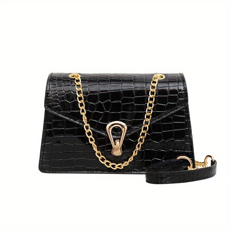 Crocodile Pattern Crossbody Bag Chain Shoulder Bag