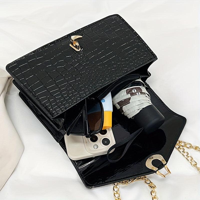 Crocodile Pattern Crossbody Bag Chain Shoulder Bag