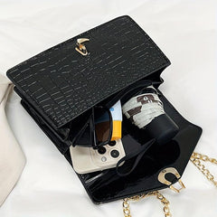 Crocodile Pattern Crossbody Bag Chain Shoulder Bag