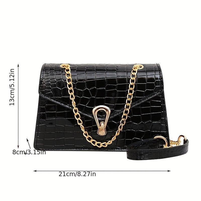 Crocodile Pattern Crossbody Bag Chain Shoulder Bag