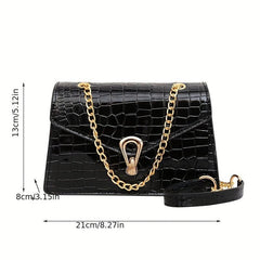 Crocodile Pattern Crossbody Bag Chain Shoulder Bag