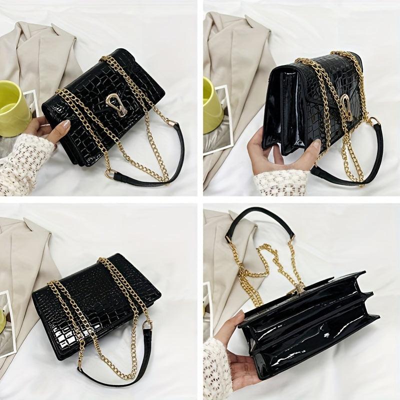 Crocodile Pattern Crossbody Bag Chain Shoulder Bag