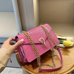 Crocodile Pattern Crossbody Bag Chain Shoulder Bag