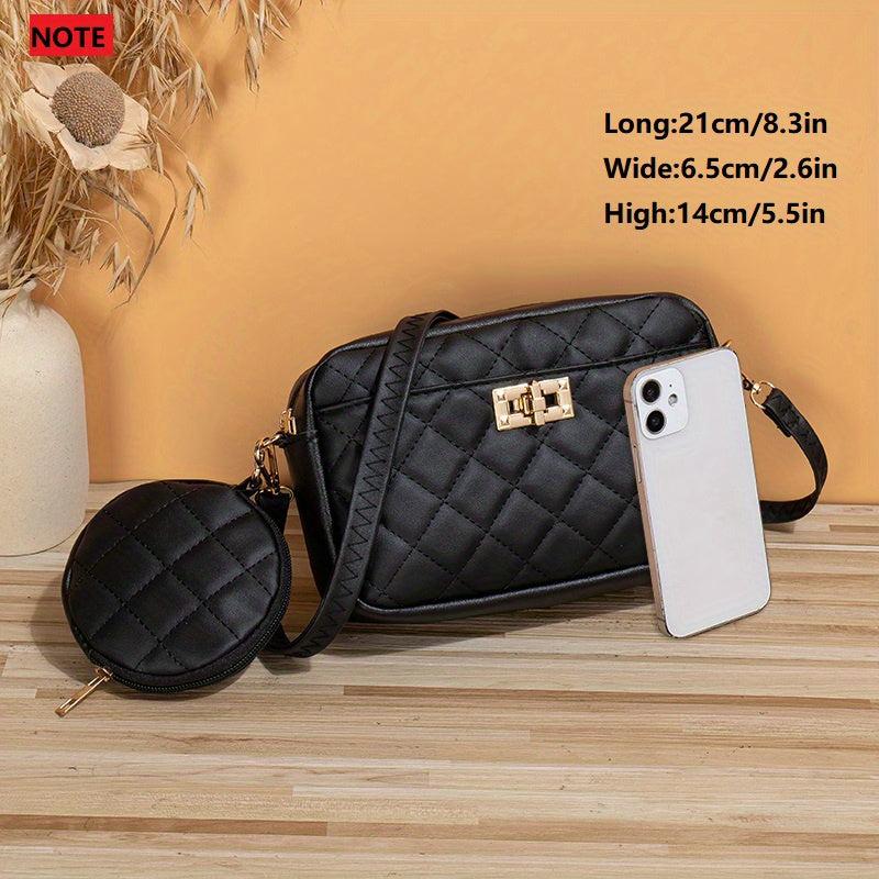 Argyle Quilted Square Shoulder Bag with Pouch