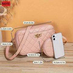 Argyle Quilted Square Shoulder Bag with Pouch