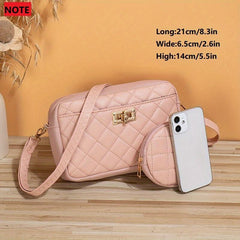 Argyle Quilted Square Shoulder Bag with Pouch