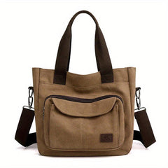 Canvas Large Capacity Zip Shoulder Bag