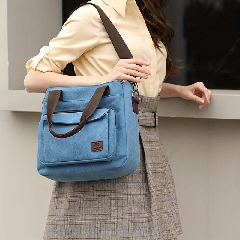 Canvas Large Capacity Zip Shoulder Bag