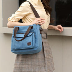 Canvas Large Capacity Zip Shoulder Bag