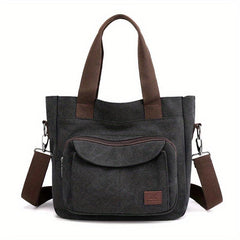 Canvas Large Capacity Zip Shoulder Bag