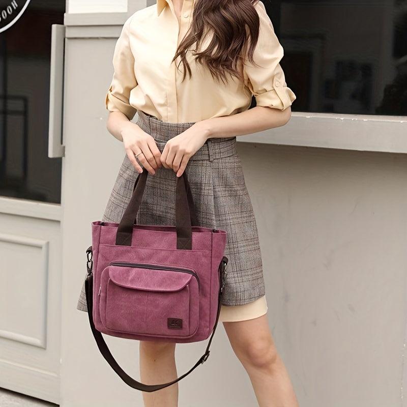 Canvas Large Capacity Zip Shoulder Bag
