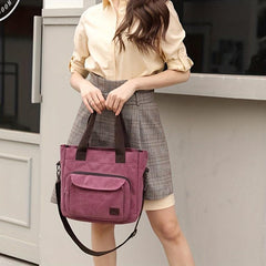 Canvas Large Capacity Zip Shoulder Bag
