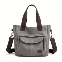Canvas Large Capacity Zip Shoulder Bag
