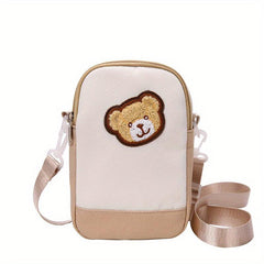 Plush Bear Decor Crossbody Bag Soft Cell Phone Bag