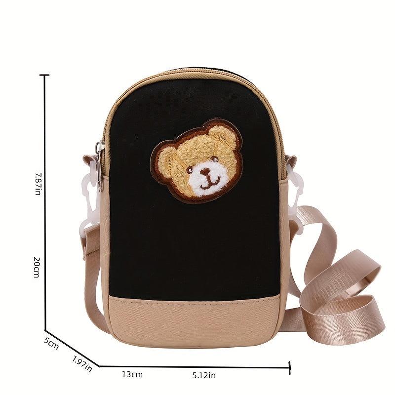 Plush Bear Decor Crossbody Bag Soft Cell Phone Bag