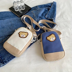 Plush Bear Decor Crossbody Bag Soft Cell Phone Bag