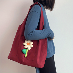 Large Capacity Flower Shoulder Bag Canvas Hobo Bag Women's Versatile Casual Hand