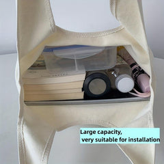 Large Capacity Flower Shoulder Bag Canvas Hobo Bag Women's Versatile Casual Hand