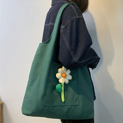 Large Capacity Flower Shoulder Bag Canvas Hobo Bag Women's Versatile Casual Hand