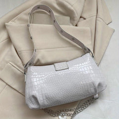 Crocodile Patten Embossed Studded Shoulder Bag Punk Style