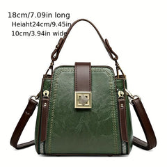 Stylish PU Leather Shoulder Bag Top Handle Zipper Crossbody Bag