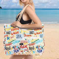 All Over Pattern Tote Shoulder Bag Lightweight Beach Storage Bag