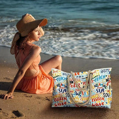 All Over Pattern Tote Shoulder Bag Lightweight Beach Storage Bag