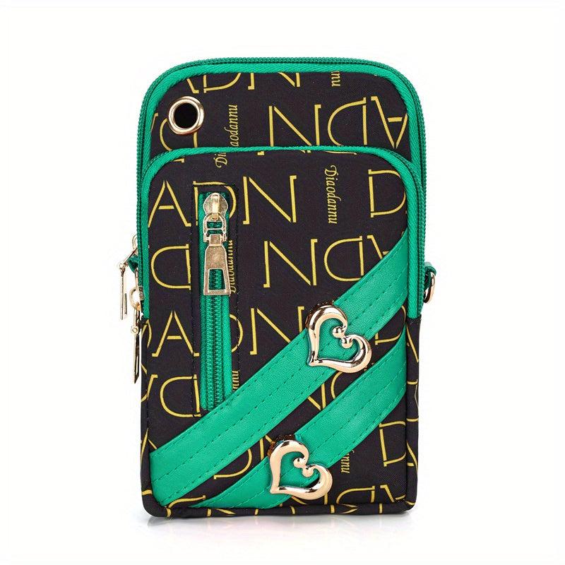 Vintage Pattern Shoulder Bag Classic Zipper Phone Bag