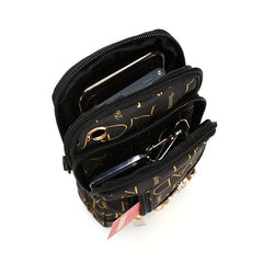 Vintage Pattern Shoulder Bag Classic Zipper Phone Bag