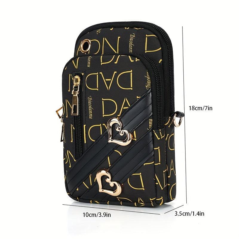 Vintage Pattern Shoulder Bag Classic Zipper Phone Bag