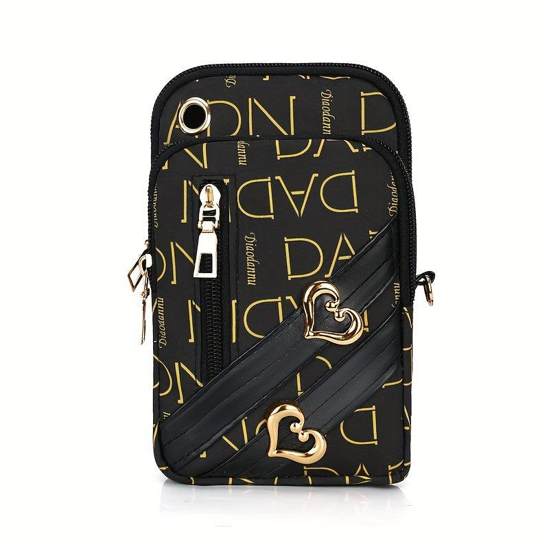 Vintage Pattern Shoulder Bag Classic Zipper Phone Bag