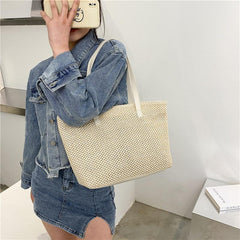 Straw Woven Summer Tote Bag Large Capacity Beach Shoulder Bag Women's Handbag