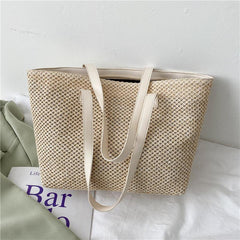 Straw Woven Summer Tote Bag Large Capacity Beach Shoulder Bag Women's Handbag